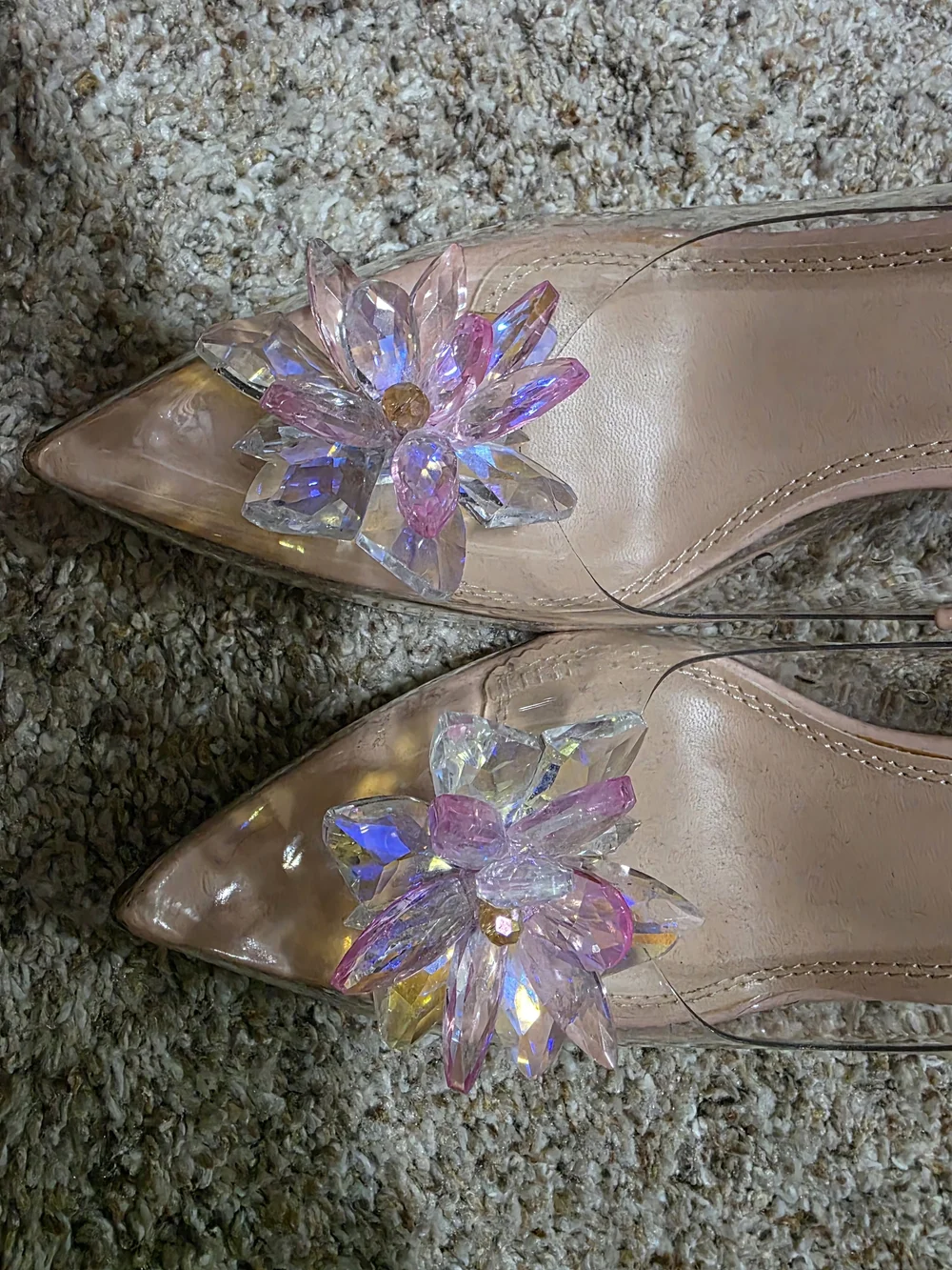 Fashion Nova Clear Pink Crystal-Embellished  Pumps